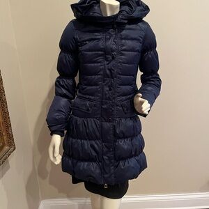 Women's Navy Hooded Puffer Coat